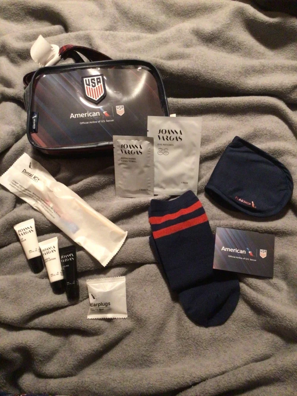American Airlines x U.S. Soccer Clear Travel Toiletry Bag USA Logo NWT - Picture 1 of 9